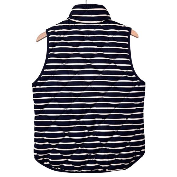 J. CREW Down Puffer Vest Size M Stripes Nautical Coastal Cabinlife Sporty Preppy - Picture 5 of 10
